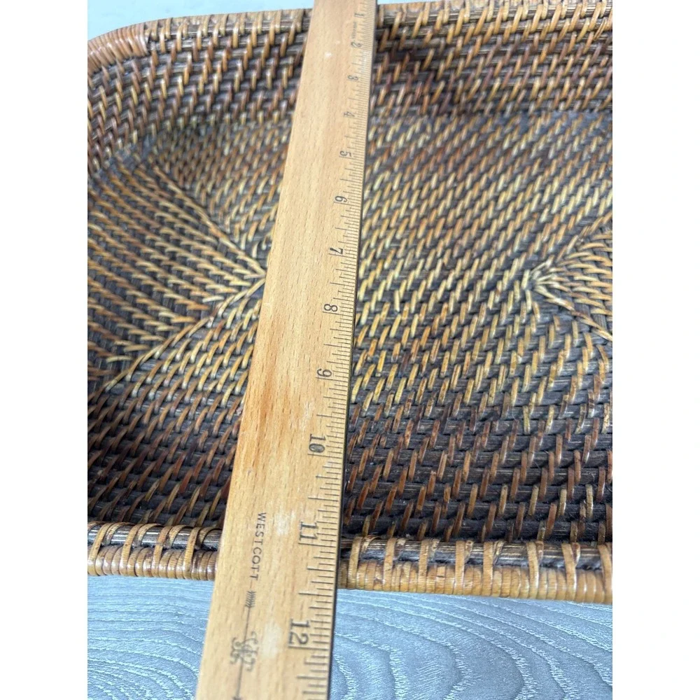Pampered Chef Woven Selections Rectangular Heavy Duty Rattan Tray w/Handles
